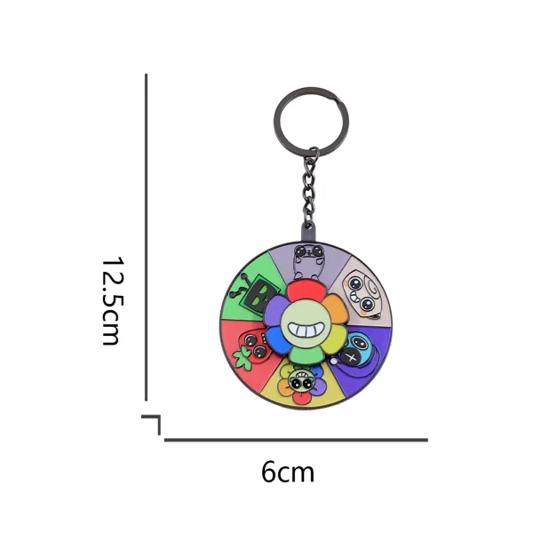 Dandys World Rotating Enamel Keychain Survival Horror Game Peripheral Key Ring Cute Pendant Bag Accessories Fans Gifts