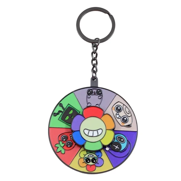 Dandys World Rotating Enamel Keychain Survival Horror Game Peripheral Key Ring Cute Pendant Bag Accessories Fans Gifts