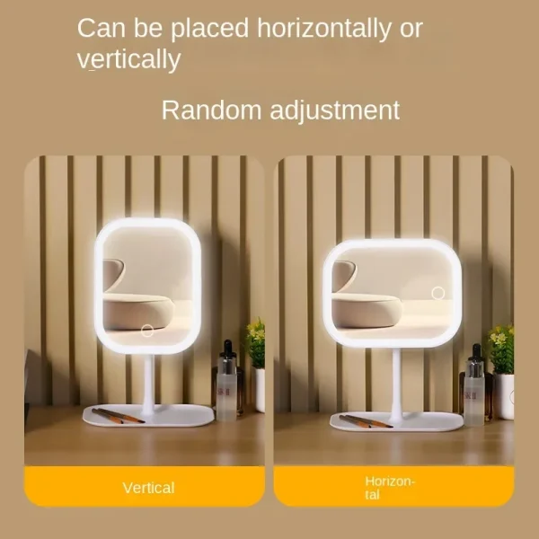 Unique Designer Vanity Mirror Three ColorsLEDLight Makeup Mirror Touch Control Desktop Mirror Bedroom Dressing Mirror