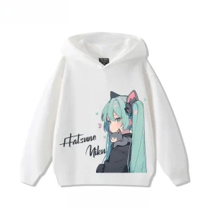 Seae732afb49c4b41bbb8b1fc7df3c5bfs.webp Hatsune Miku MIKU 2025 Trend Explosion Cartoon Print Children's Hooded Sweatshirt Boys and Girls Autumn Winter All-match Tops